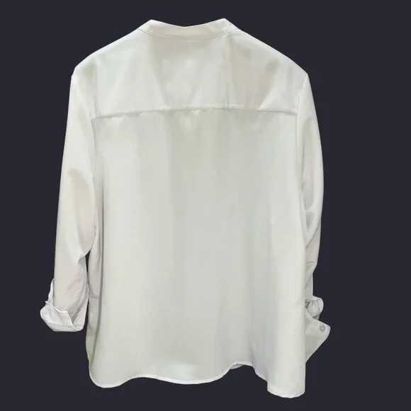 NY Collection White Button‑Up Long Sleeve Top (2X) - Picture 4 of 6